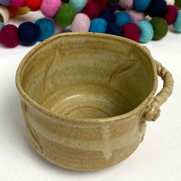 Studio Art Pottery Vintage Small Bowl with Handle Signed & Dated Bryan '93 Dip - Picture 2 of 9